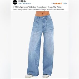 EMMIOL Light Blue Wide Leg Jeans From Amazon Stretch size 12 (31) EUC